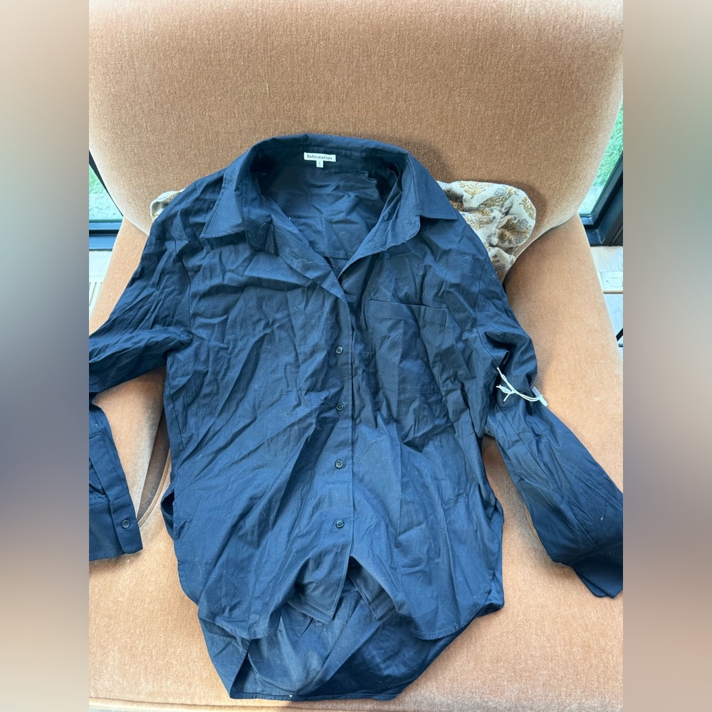 REFORMATION Black Will Oversized Shirt
